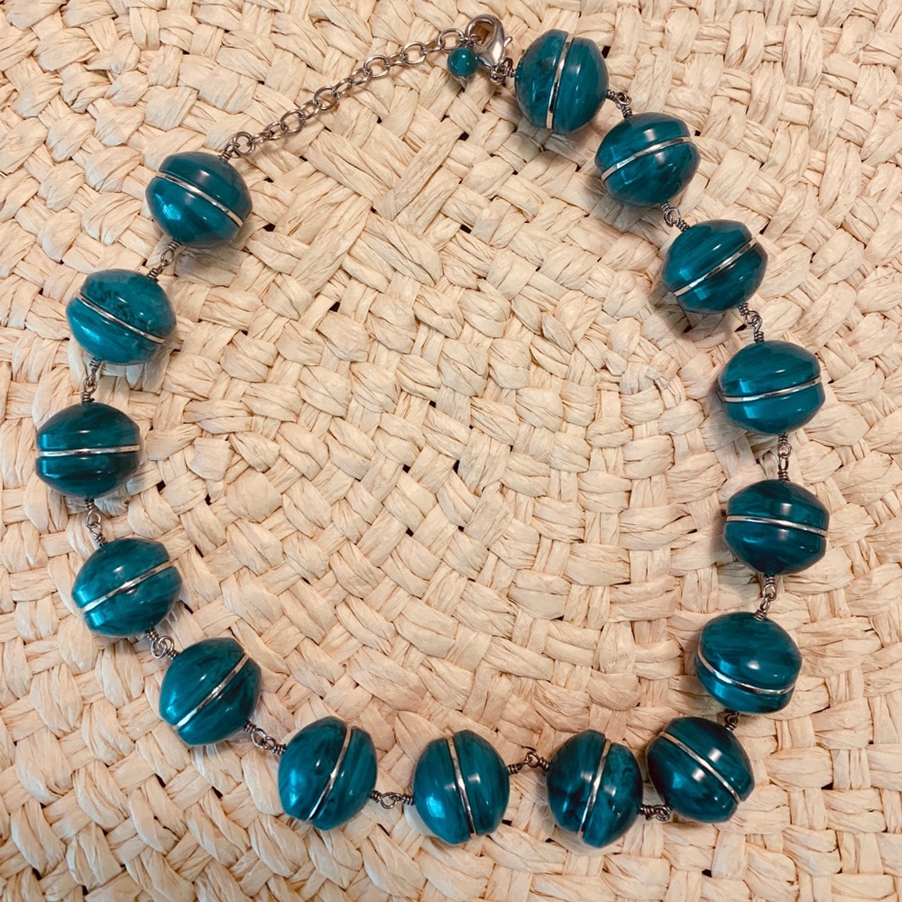ANN TAYLOR TEAL BEADED NECKLACE - Picture 4 of 6